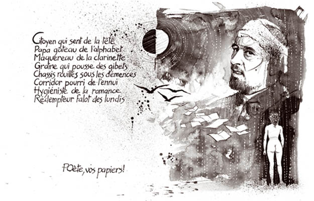 Illustration de Jos CORREA sur un texte de Lo Ferr - Pote vos papiers